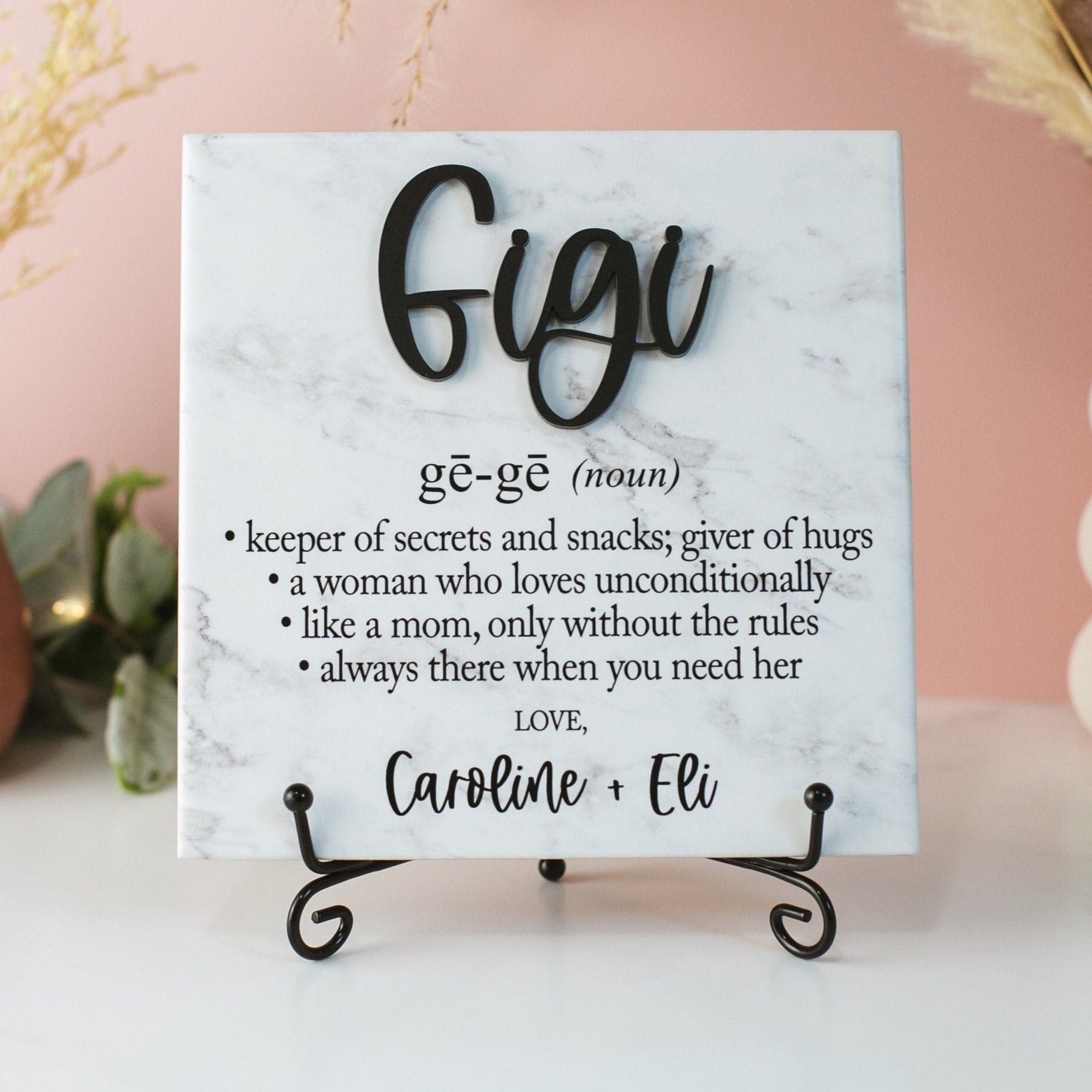 3D Gigi Definition Ceramic Tile Sign Gift, Mothers Day Family Present Idea From Kids, Wall Decor, Nana, Mimi and Grandma Also Available