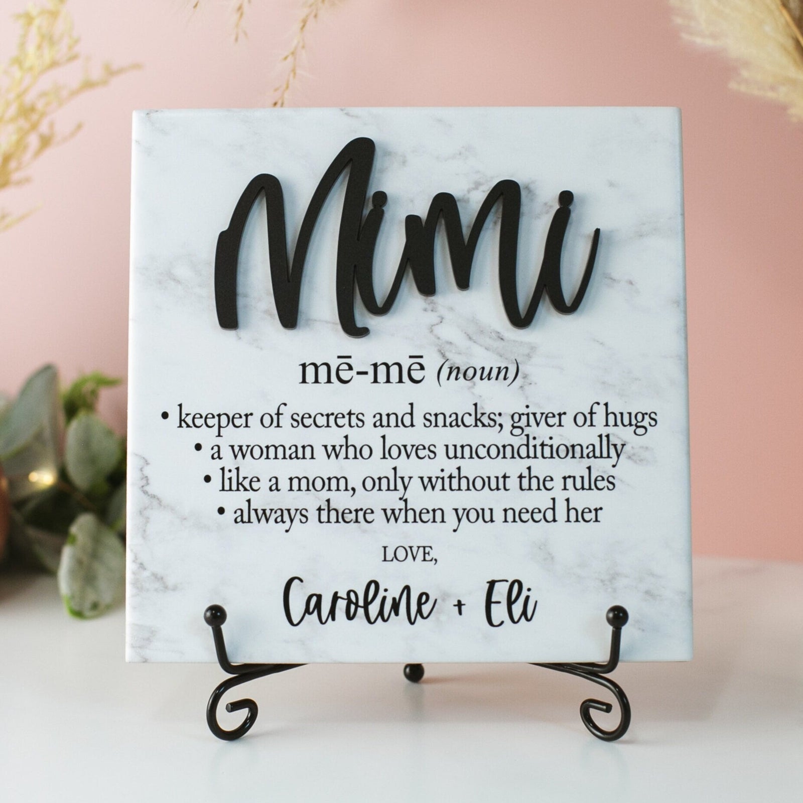 3D Mimi Definition Ceramic Tile Sign Gift, Mothers Day Family Present Idea From Kids, Wall Decor, Nana, Gigi and Grandma Also Available