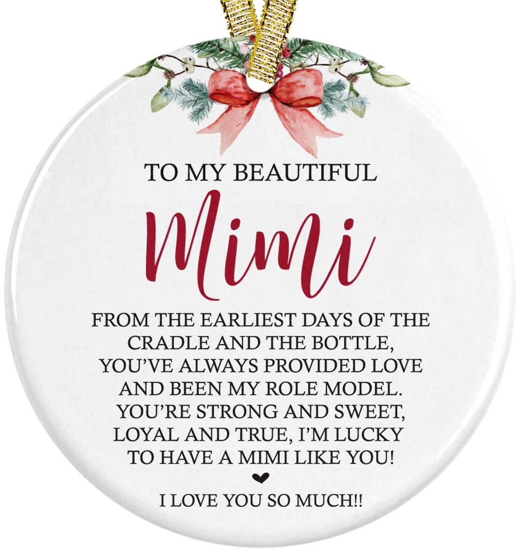 Best Nana Ever Grandmother, Mimi, Grandma, Gigi or Grammy Modern Farmhouse Ceramic Round 3&quot; Ornament, nana claus , grandparent, legacy gifts