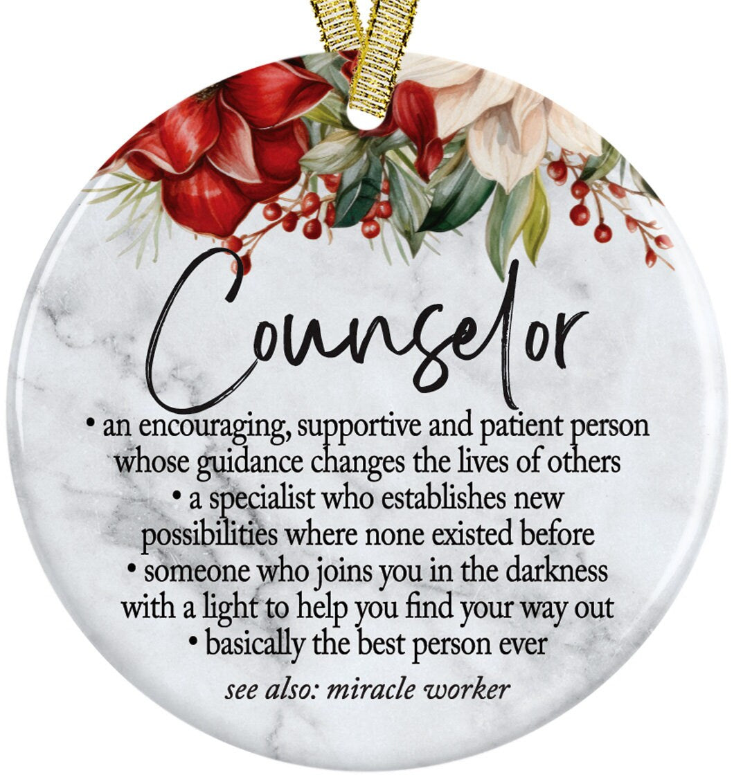 Best Counselor Christmas Ornament Gift Idea, World&#39;s Best Therapist Defintion Thank You Appreciation Present, Coworker Gifts, Life Coach