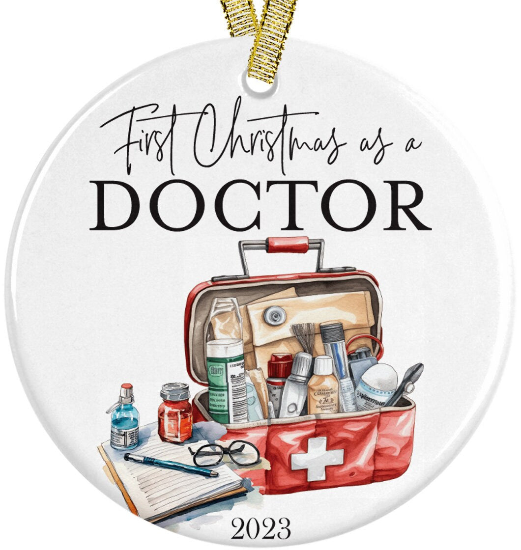First Year and Christmas as a Medical Doctor MD Grad, University Christmas Ornament, New Physician, For Coworker + Colleague, Office Gift