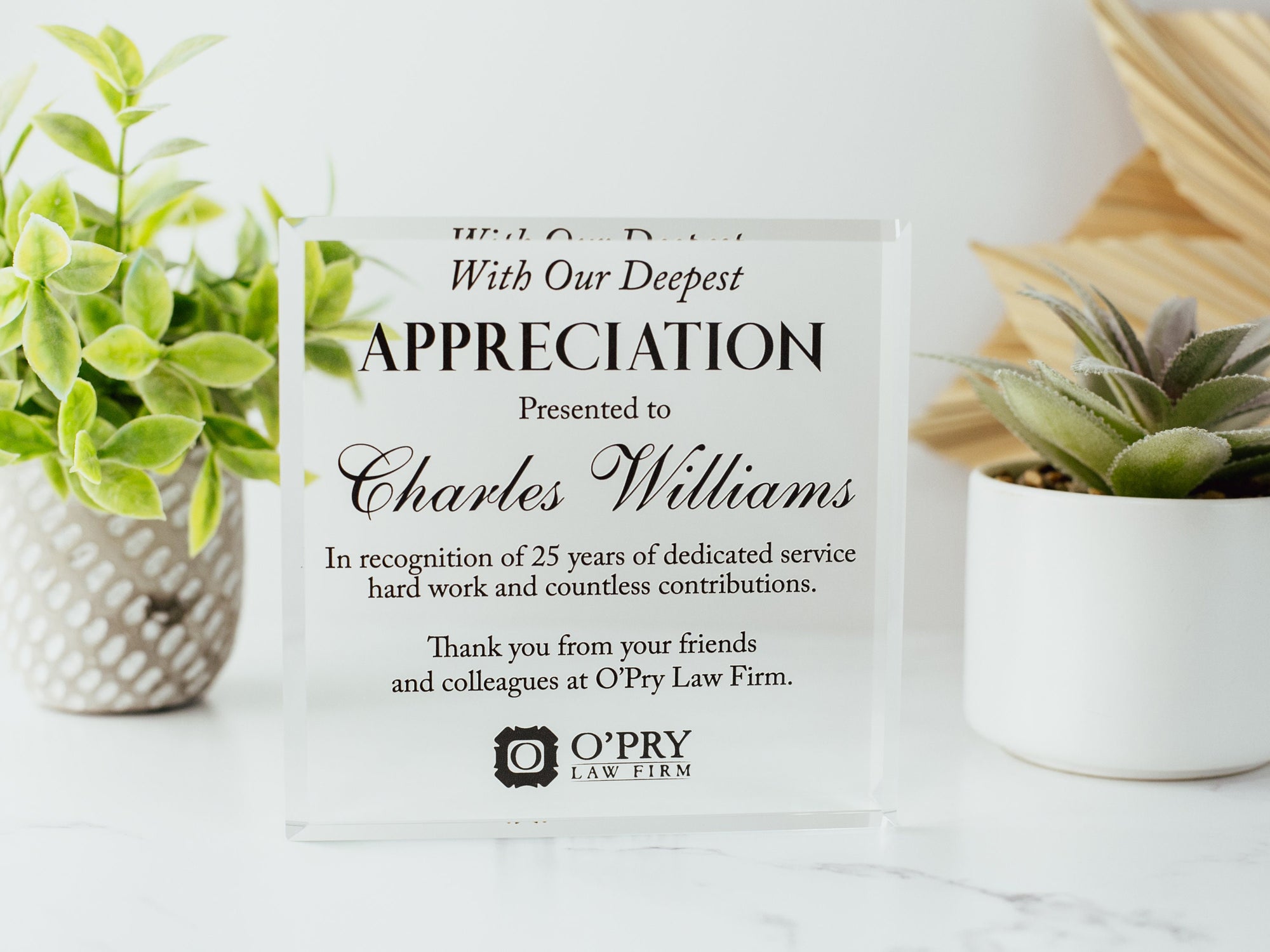Custom Appreciation Award Crystal Glass Plaque, for Employee Recognition, Staff And Top Performers, Best CEO Trophy, Retirement Gift Plaque
