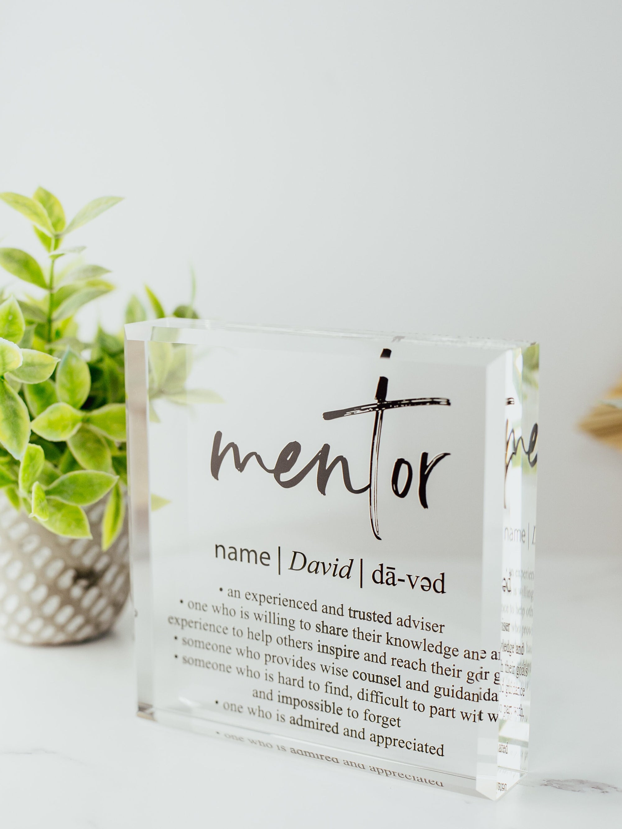 Mentor Definition Crystal Glass Plaque, for Employee Recognition, CEO, Life Coach Trophy, Appreciation Gift Plaque, Present from Staff, Boss