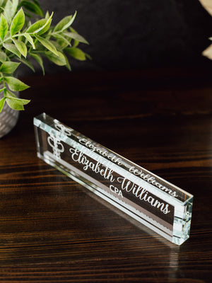 Physicians Assistant Glass Office Desk Name Plate, Clear CPA Surgeon Nameplate, Medical Practitioner Appreciation Gift, Med School Grad