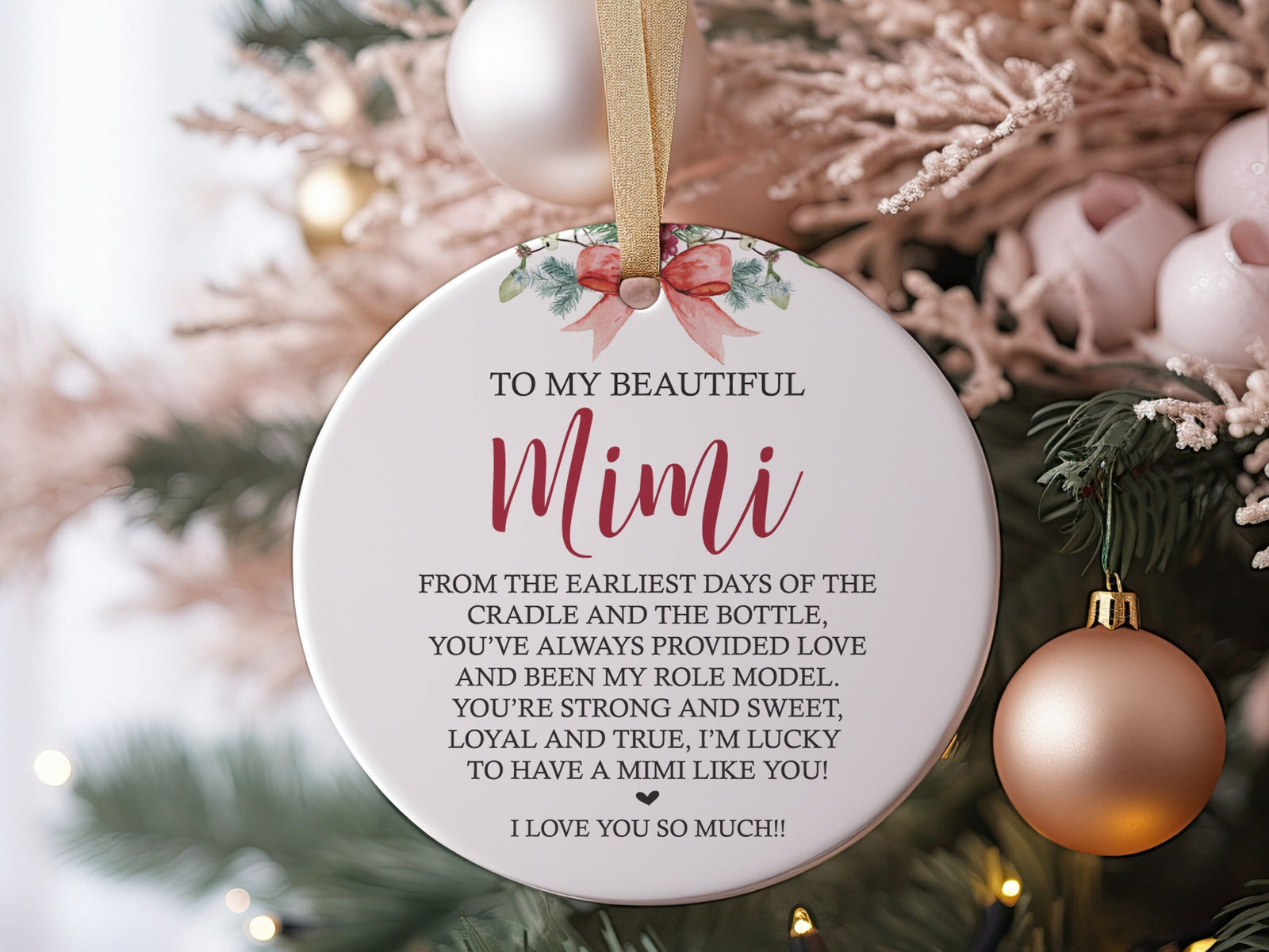 Best Mimi Ever Grandmother, Nana, Grandma, Gigi or Grammy Modern Farmhouse Ceramic Round 3&quot; Ornament, Nana Claus , Grandparent, Legacy Gifts