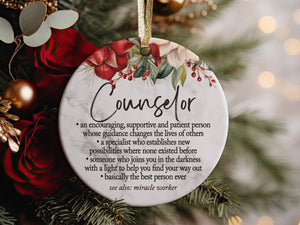 Best Counselor Christmas Ornament Gift Idea, World&#39;s Best Therapist Defintion Thank You Appreciation Present, Coworker Gifts, Life Coach