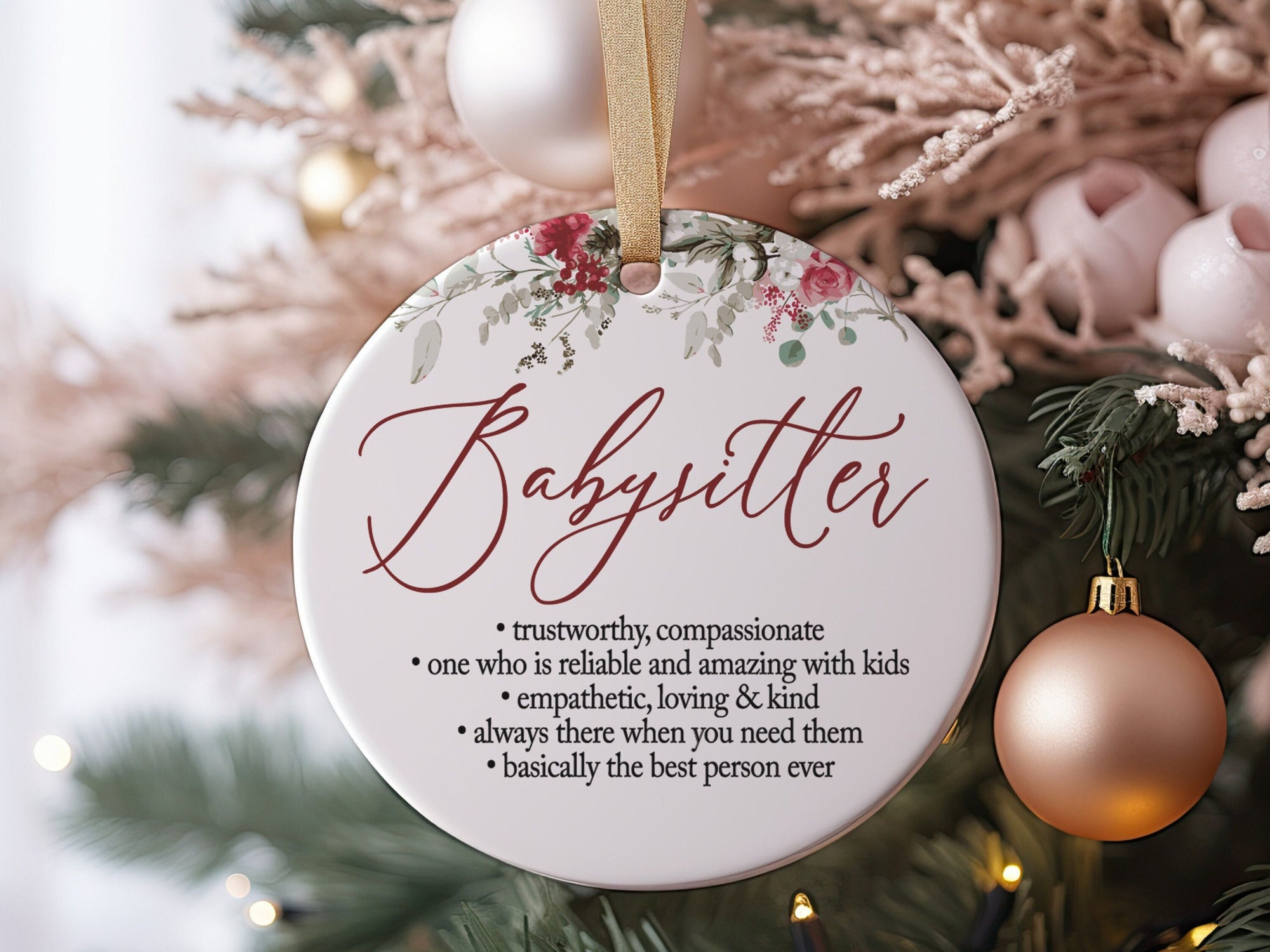 World&#39;s Best Babysitter Definition Gift Idea for Sitter or Daycare Provider Appreciation Christmas Ornament, Best Babysitter Ever