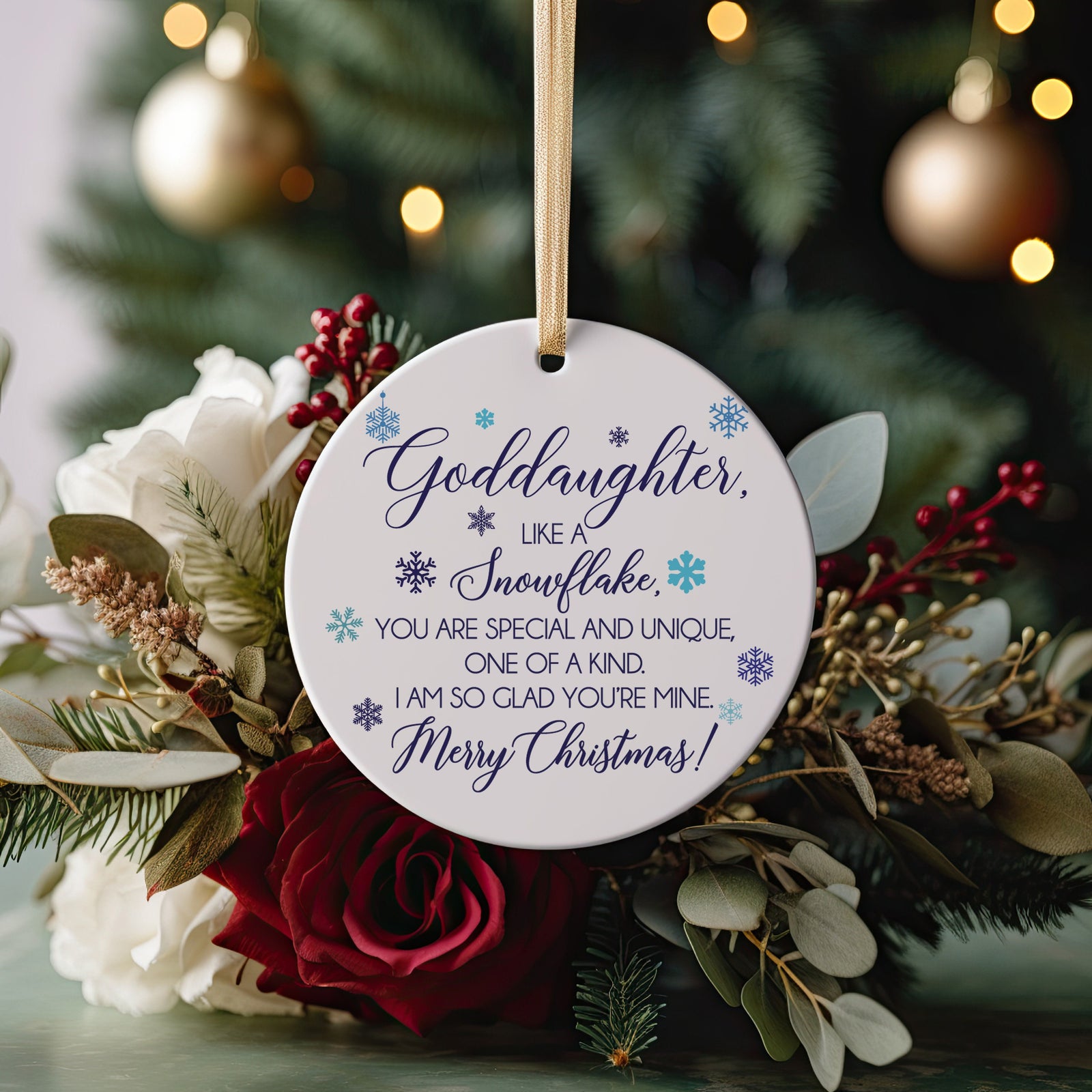 Goddaughter You Are Special, Gift From Godmother or Godfather Christmas, Ornament From Godparent, Baby&#39;s First Christmas, Blue Snowflake