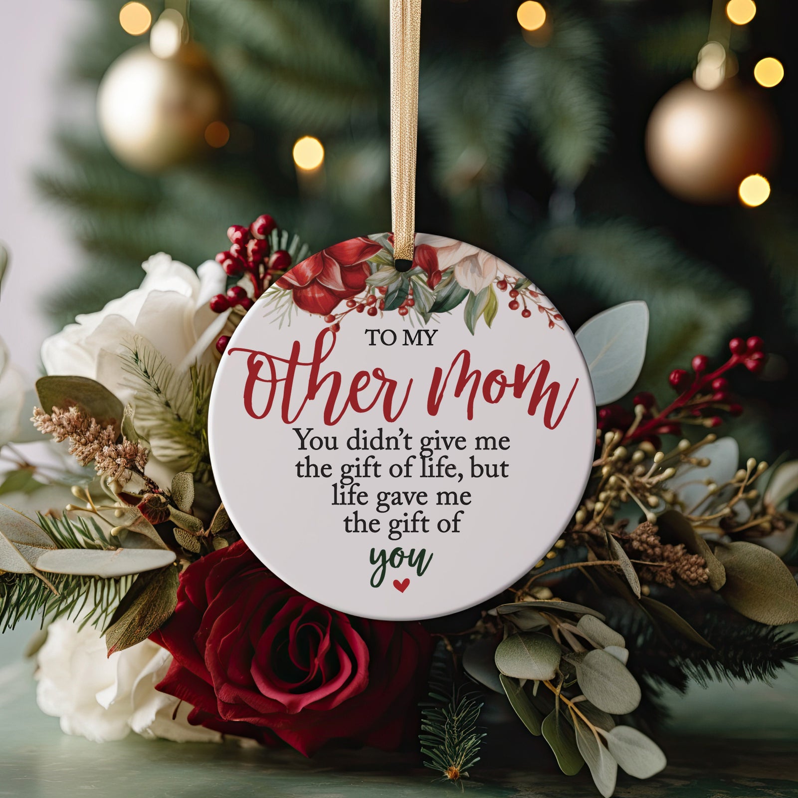 To My Other Mom, Stepmother, Bonus Or Unbiological Mother from Daughter or Son Christmas Ornament, Life Gave Me The Gift Of You + gift box