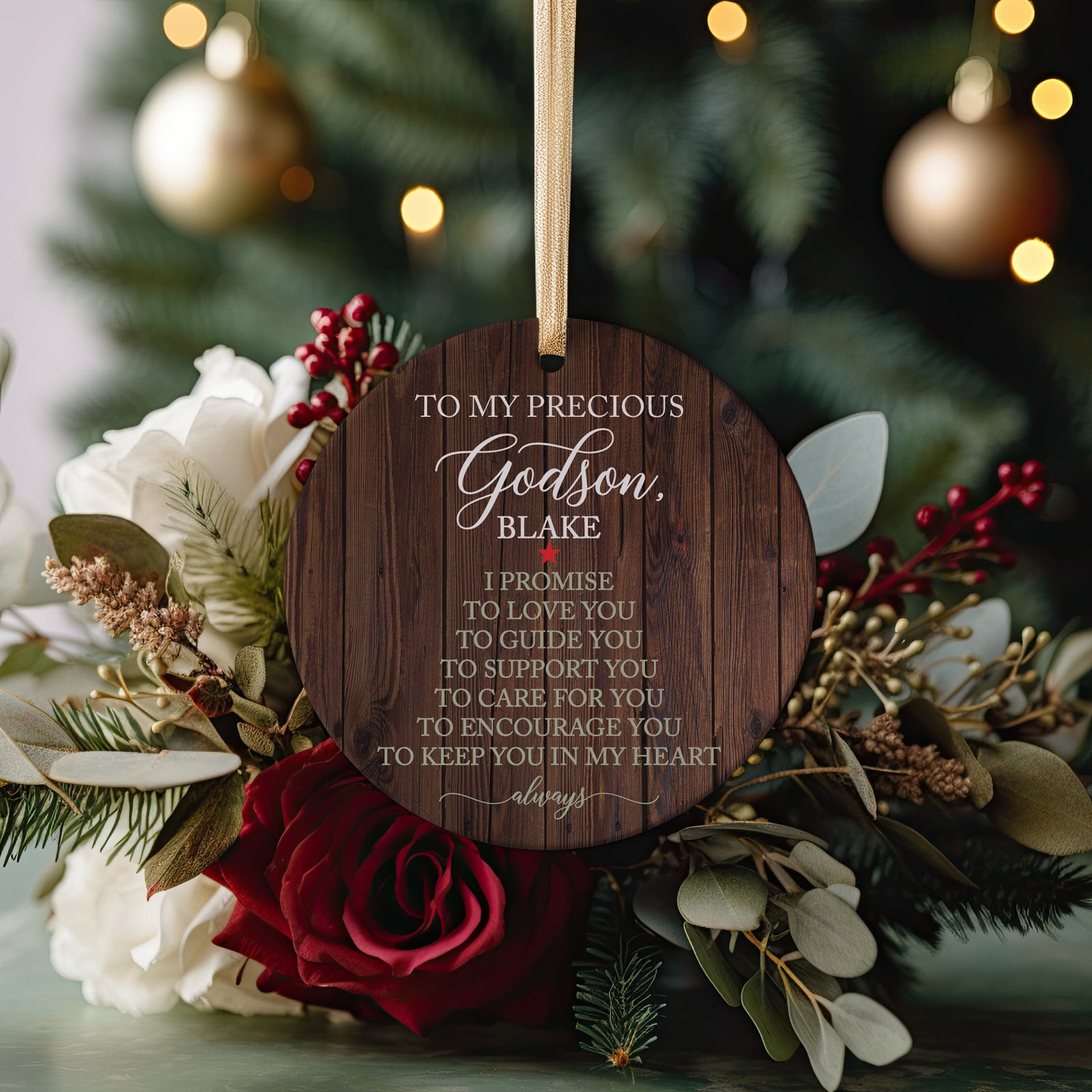 Godson Greatest Gift Ornament, Gift Idea for Godchild from Godmother, Godfather or Godparent, Best Godson Ever Christmas Ornament