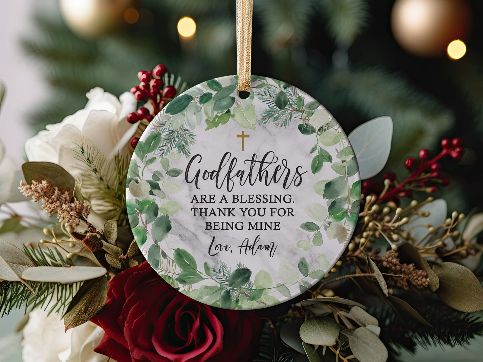 Godfathers Are a Blessing, From Godchild Christmas Gift, Ornament For Godparent, Godfather Gift Ideas, Baby&#39;s First Christmas + Gift Box