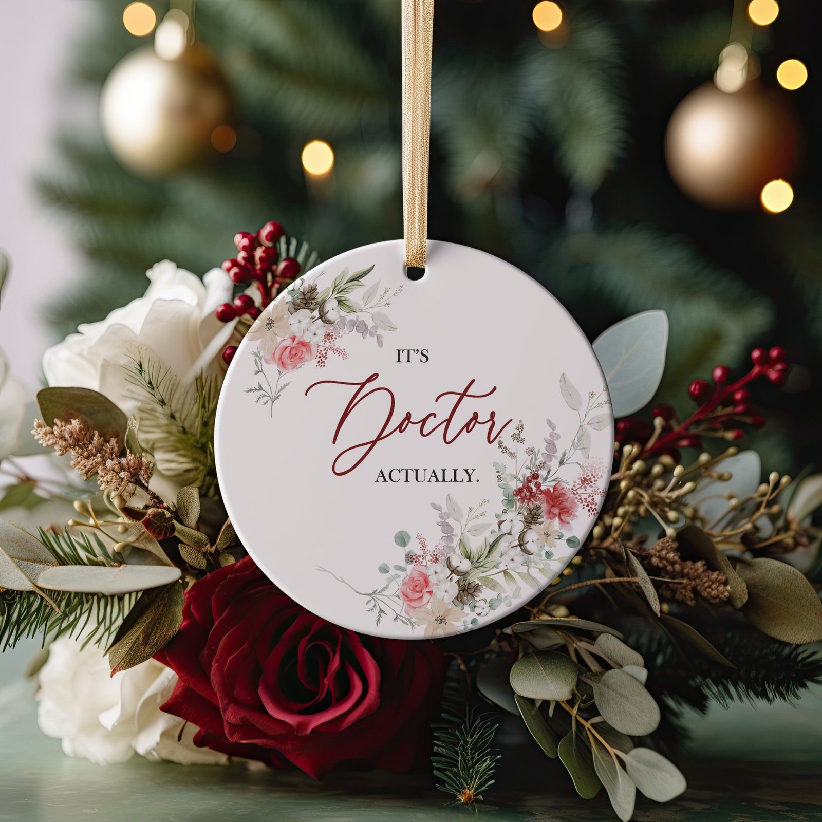 It&#39;s Doctor Actually MD Grad Gift Christmas Ornament, Medical School Graduate New Physician Dr Healthcare DO OB, For Coworker + Colleague