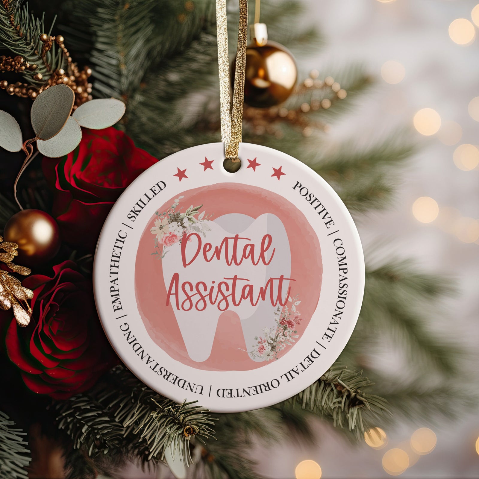 World&#39;s Best Dental Hygienist Assistant Grad Gift Dental School Christmas Ornament, Certified Registered CDA RDA, For Coworker or Colleague