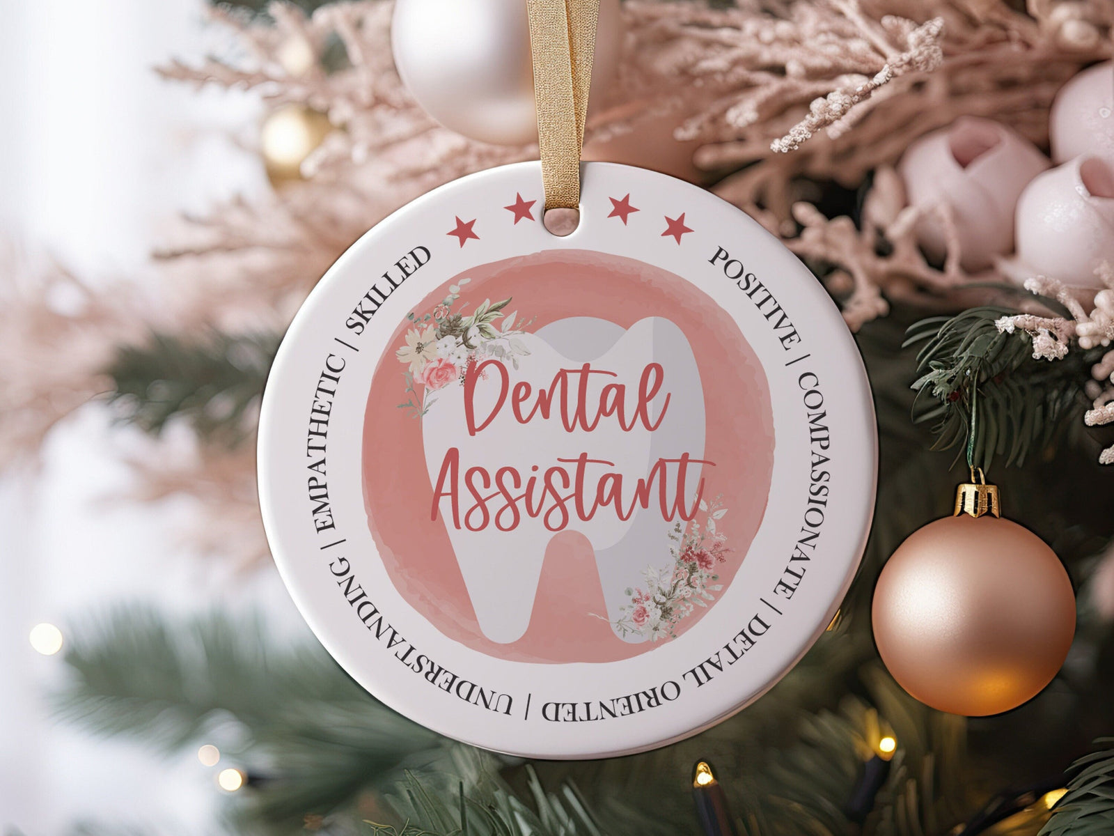 World&#39;s Best Dental Hygienist Assistant Grad Gift Dental School Christmas Ornament, Certified Registered CDA RDA, For Coworker or Colleague