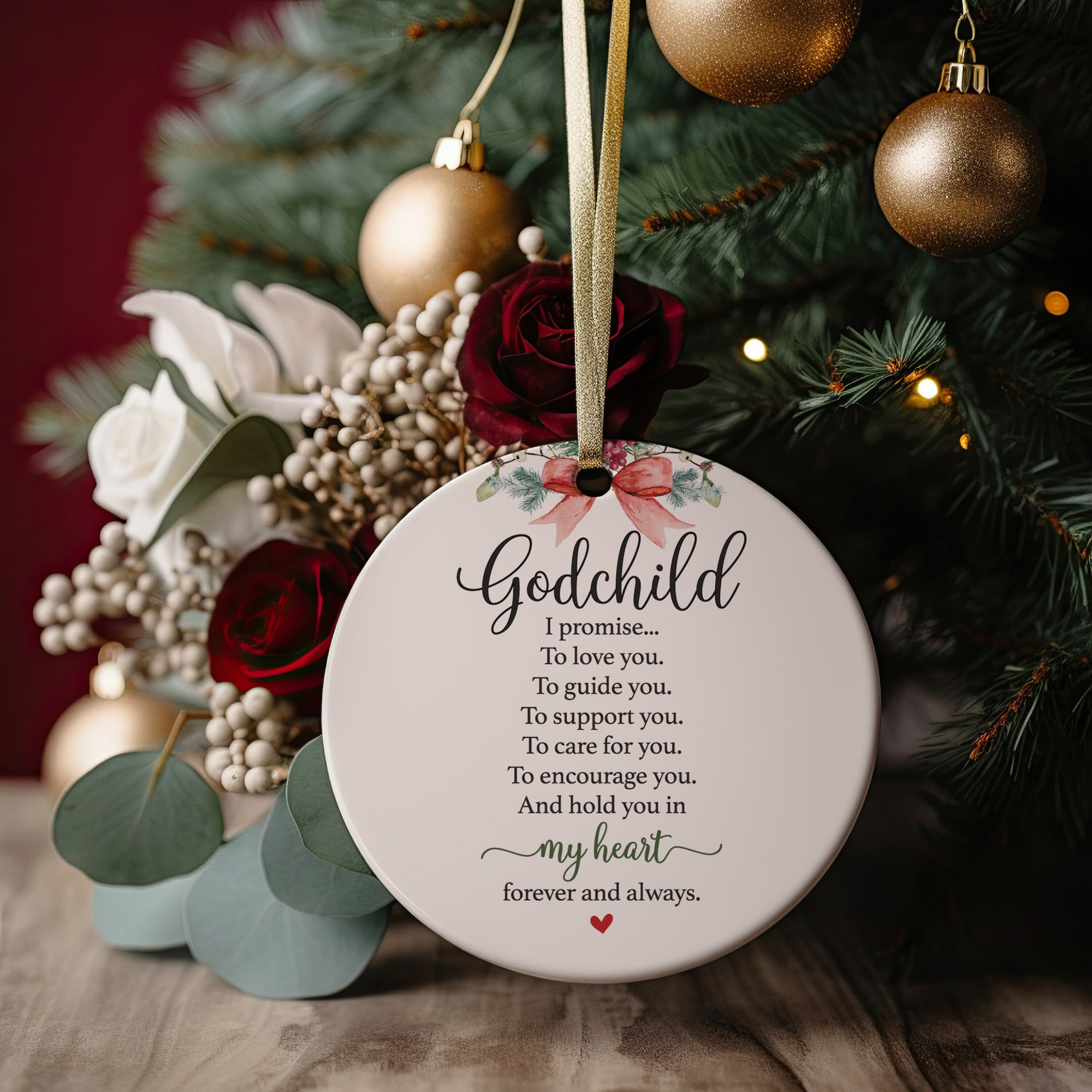 Godchild I Promise Gift From Godmother or Godfather Christmas Gift, Ornament From Godparent, Godmother or Godfather, Baby&#39;s First Christmas