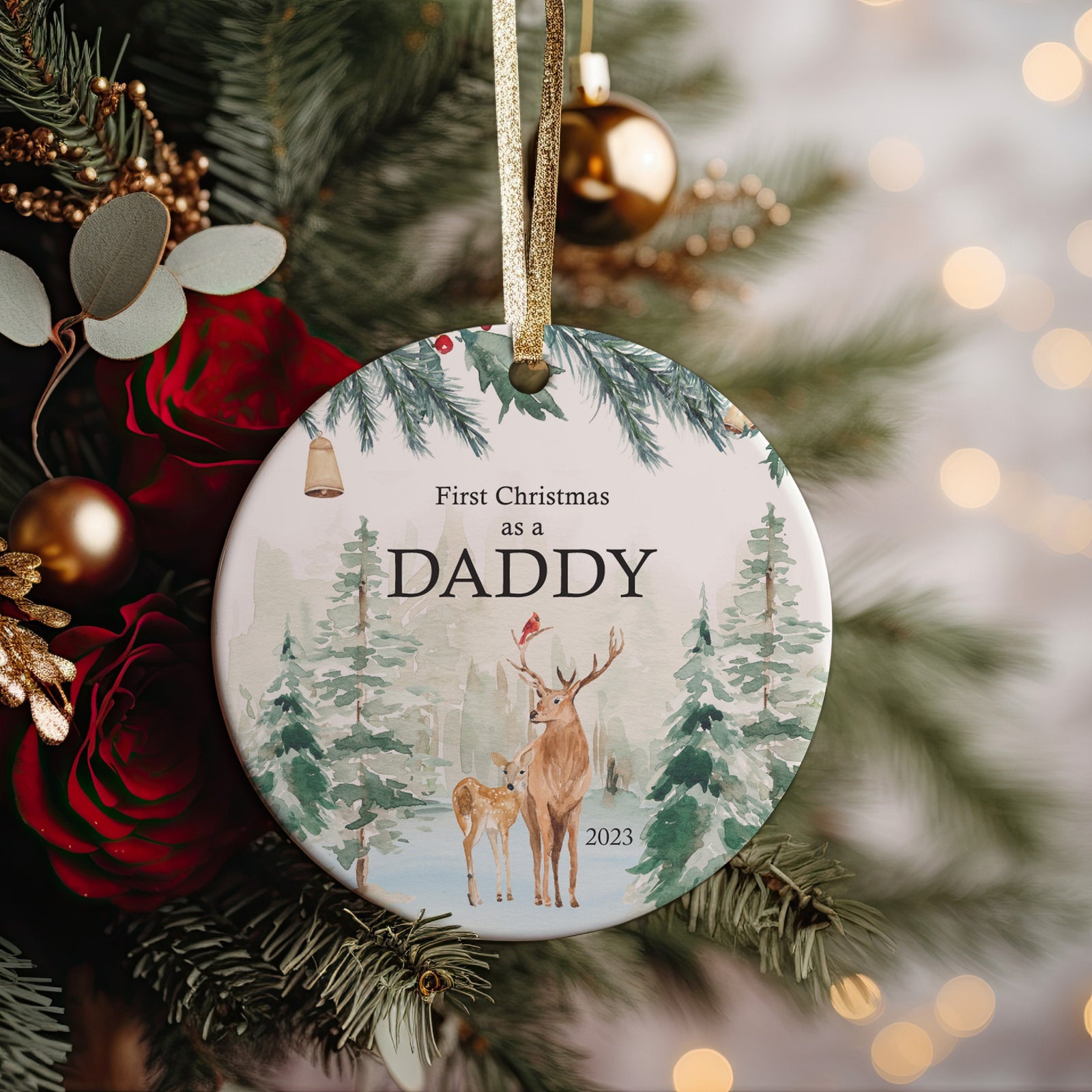 2023 First Christmas as a Daddy Woodland Deer, Modern Farmhouse, New Dad or Daddy New Dad or Daddy, Best Dad Ever, Dad and Son Decor Ideas