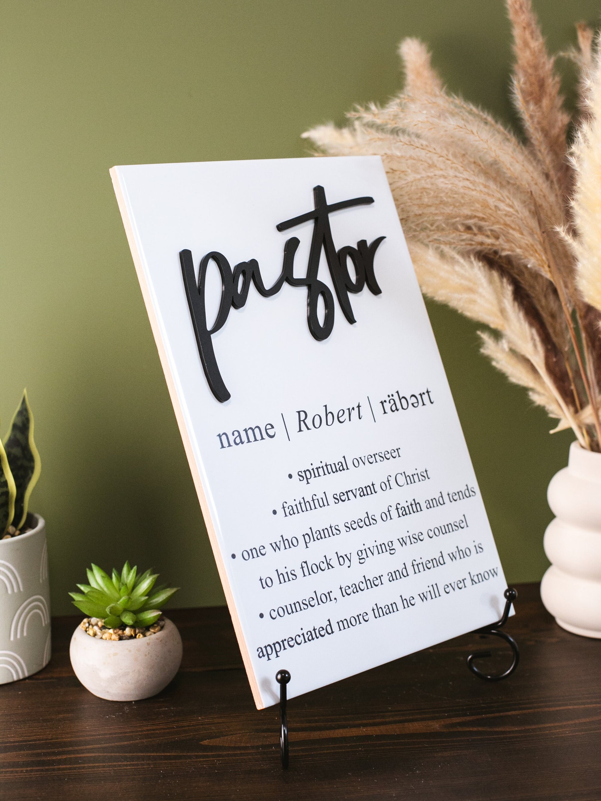 3D Laser Cut Pastor Plaque With Stand, Thank You Mentor Sign, Custom Church Staff Retirement Appreciation, Counselor, Adviser, Pastoral Team