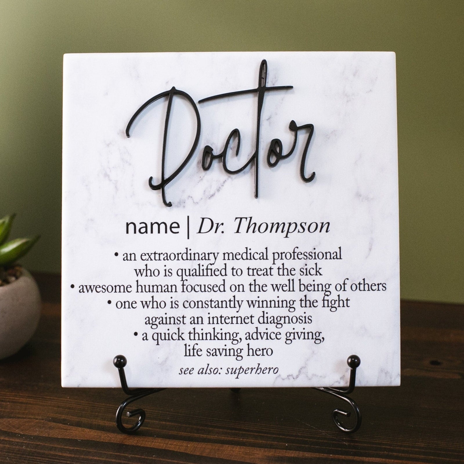 3D Doctor Plaque With Stand, Thank You MD Sign, Hospital Staff Retirement Appreciation, Nurse, Surgeon, Dr of Medicine, Med School Grad Gift