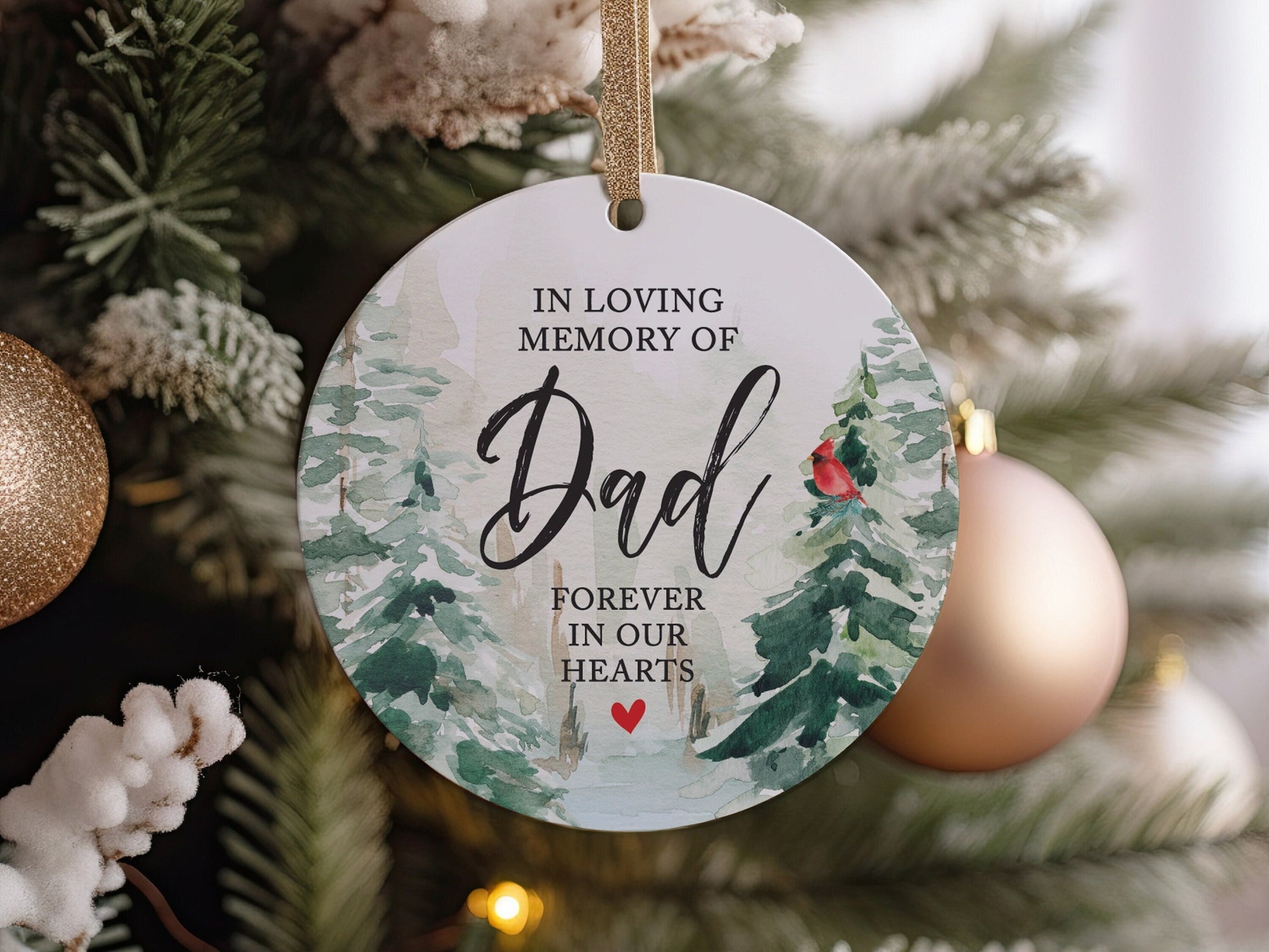 In Loving Memory Of Dad Forever In Our Hearts, In Loving Memory of Father Present, Christmas Memorial Gift, Sympathy or Bereavement Present