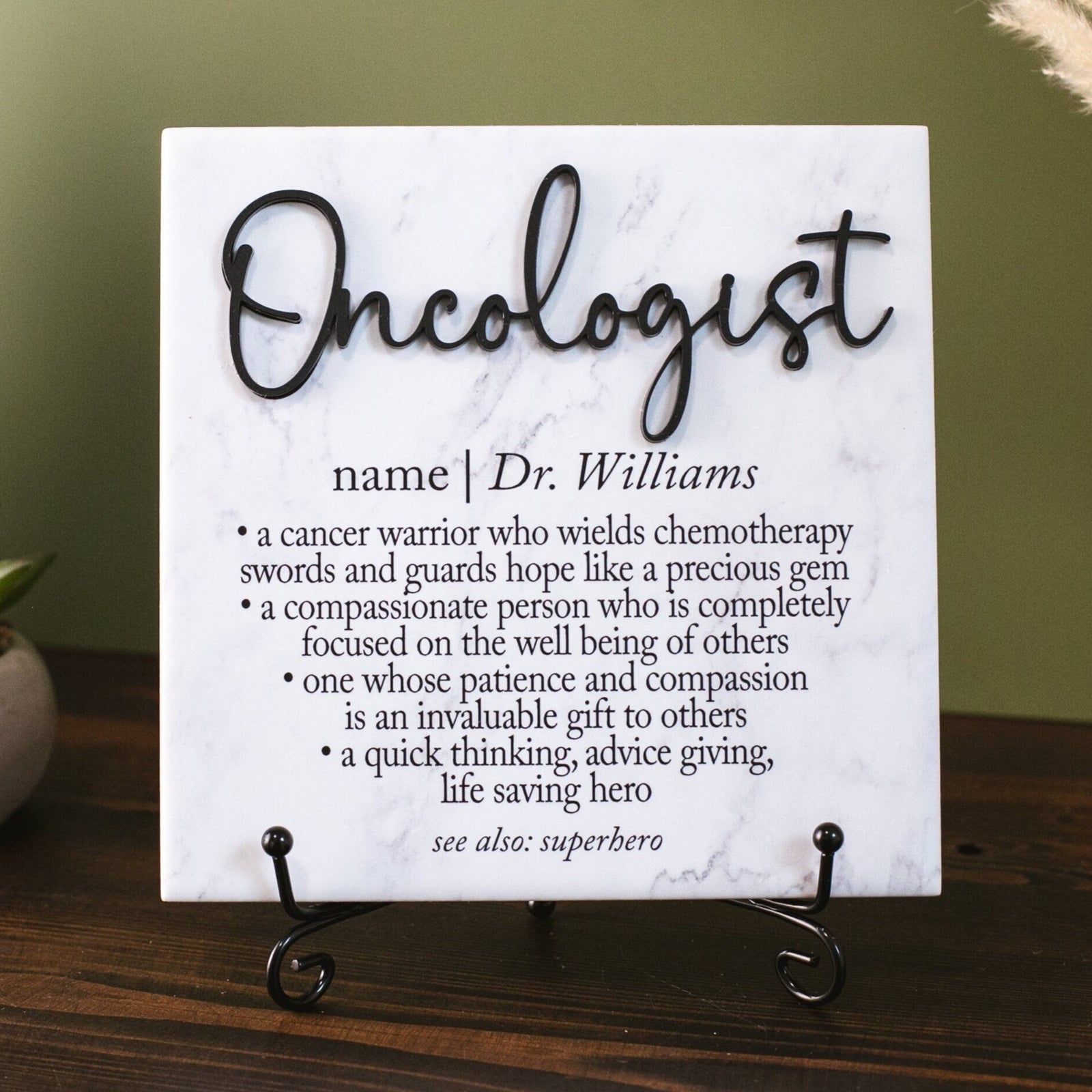 3D Oncologist Plaque With Stand, Hospital Staff Retirement Appreciation, Nurse, Surgeon, Med School Grad Gift, Cancer Survivor Thank You