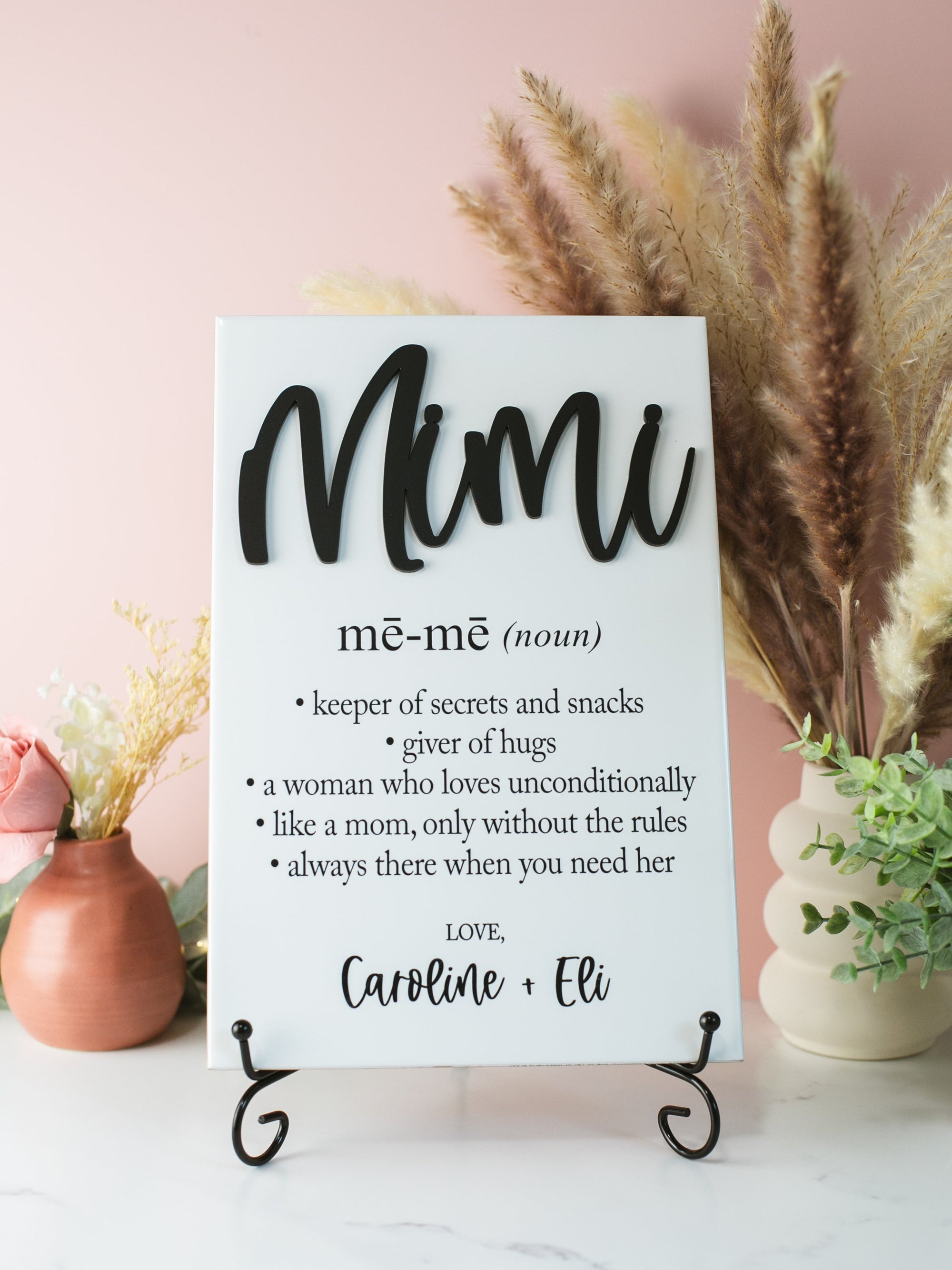 3D Mimi Definition Ceramic Tile Sign Gift, Mothers Day Family Present Idea From Kids, Wall Decor, Nana, Gigi and Grandma Also Available