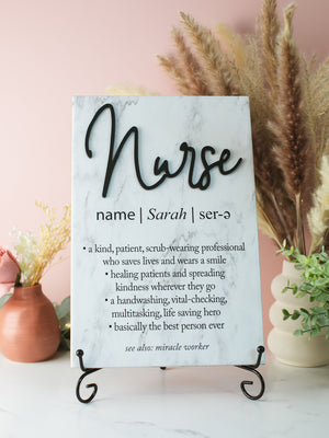 3D Nurse Ceramic Plaque With Stand, Thank You RN Sign, Hospital Staff Retirement Appreciation, Doctor, Surgeon, LPN and Med School Grad Gift
