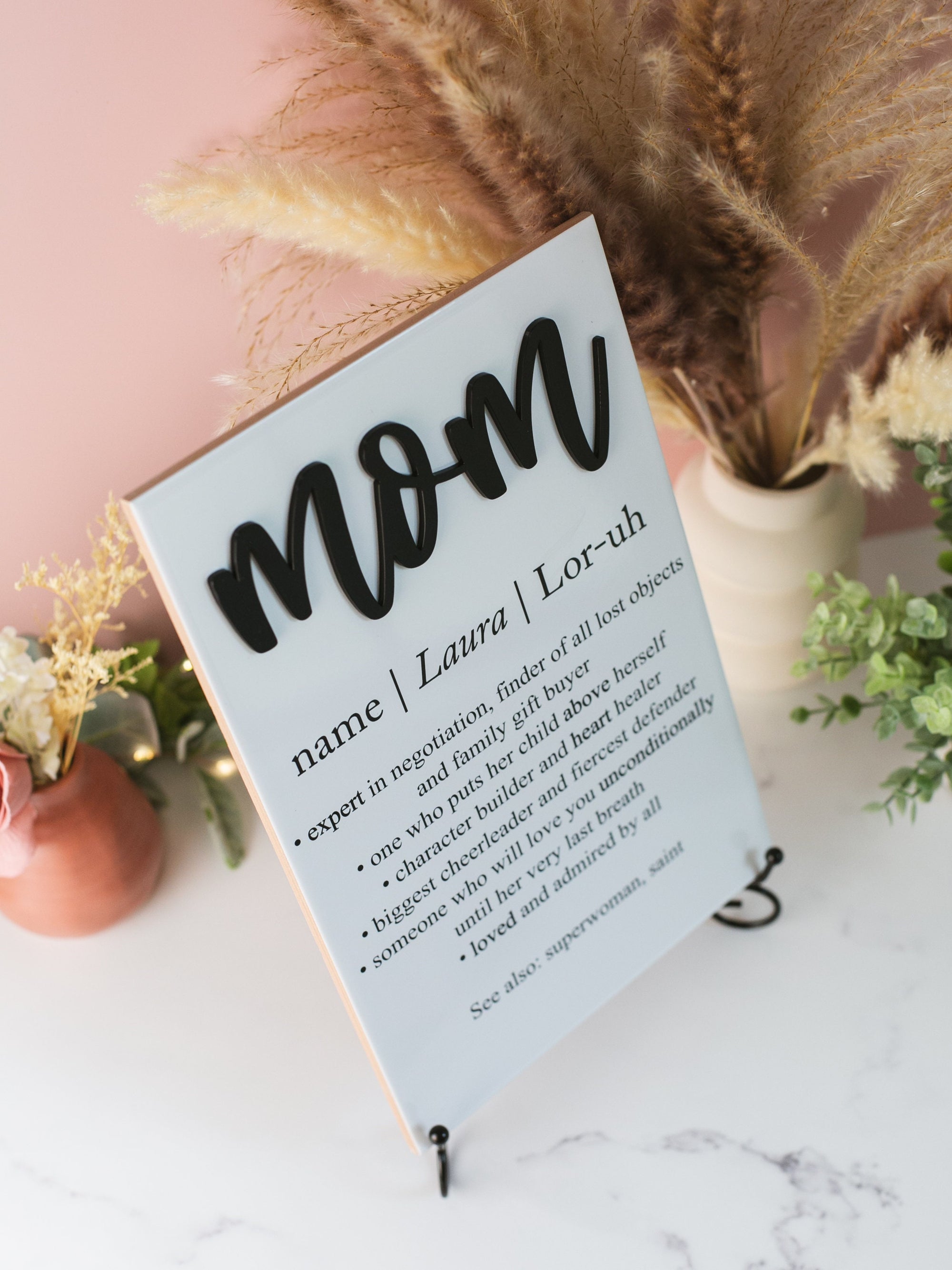 3D Mom Definition Ceramic Tile Sign Gift, Mothers Day Family Present Idea From Kids, Wall Decor, Nana, Mimi and Grandma Also Available