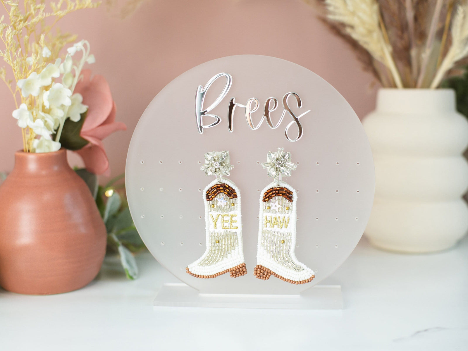 Personalized Earring Holder for Girl, Gold Mirror Jewelry Organizer Stand, Simple Gifts, Acrylic Earring Display, Custom Home Organizer