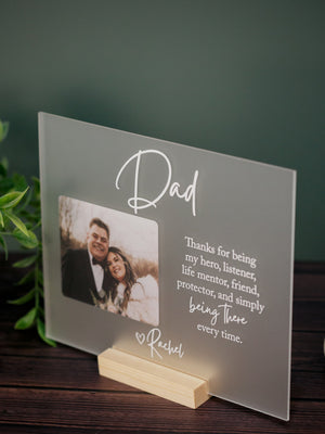 Personalized Dad Thank You Gift, Father of the Bride From Daughter on Wedding Day, Custom Photo Portrait Acrylic Birthday Present for Dad