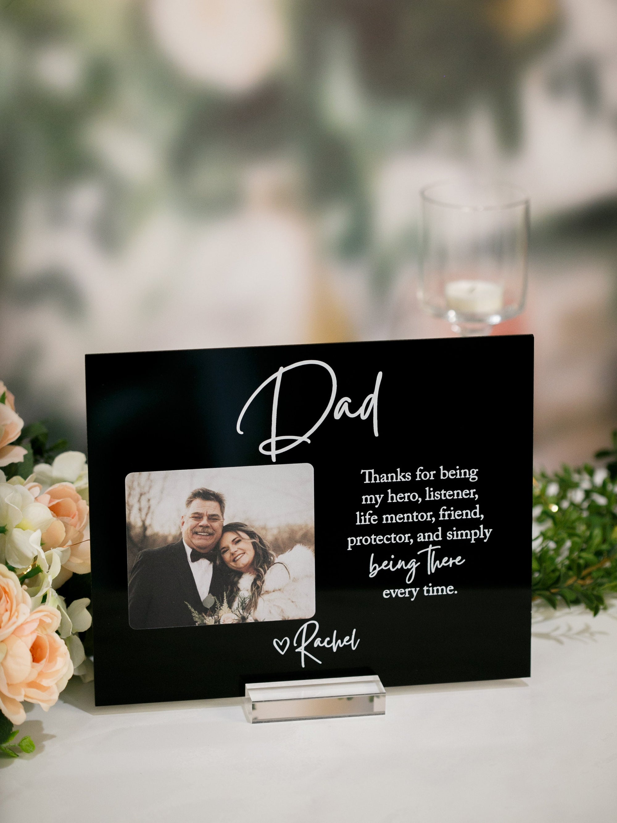 Personalized Dad Thank You Gift, Father of the Bride From Daughter on Wedding Day, Custom Photo Portrait Acrylic Birthday Present for Dad