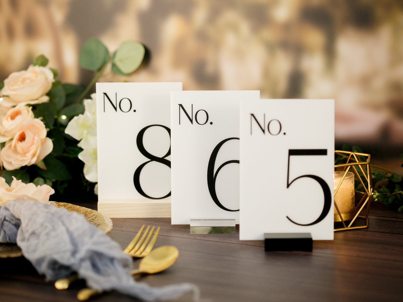 Modern Art Deco Midcentury Design 4x6 or 5x7 Acrylic Table Number Sign With Stands, Perspex  Wedding Table Mimimalist Numbers