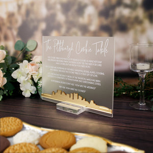 3D Mirror Pittsburgh Cookie Table Tradition Favors Clear Glass Look Acrylic Wedding Sign All of Yinz Skyline Perspex Cookies Table Sign