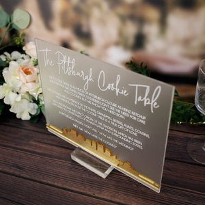 3D Mirror Pittsburgh Cookie Table Tradition Favors Clear Glass Look Acrylic Wedding Sign All of Yinz Skyline Perspex Cookies Table Sign