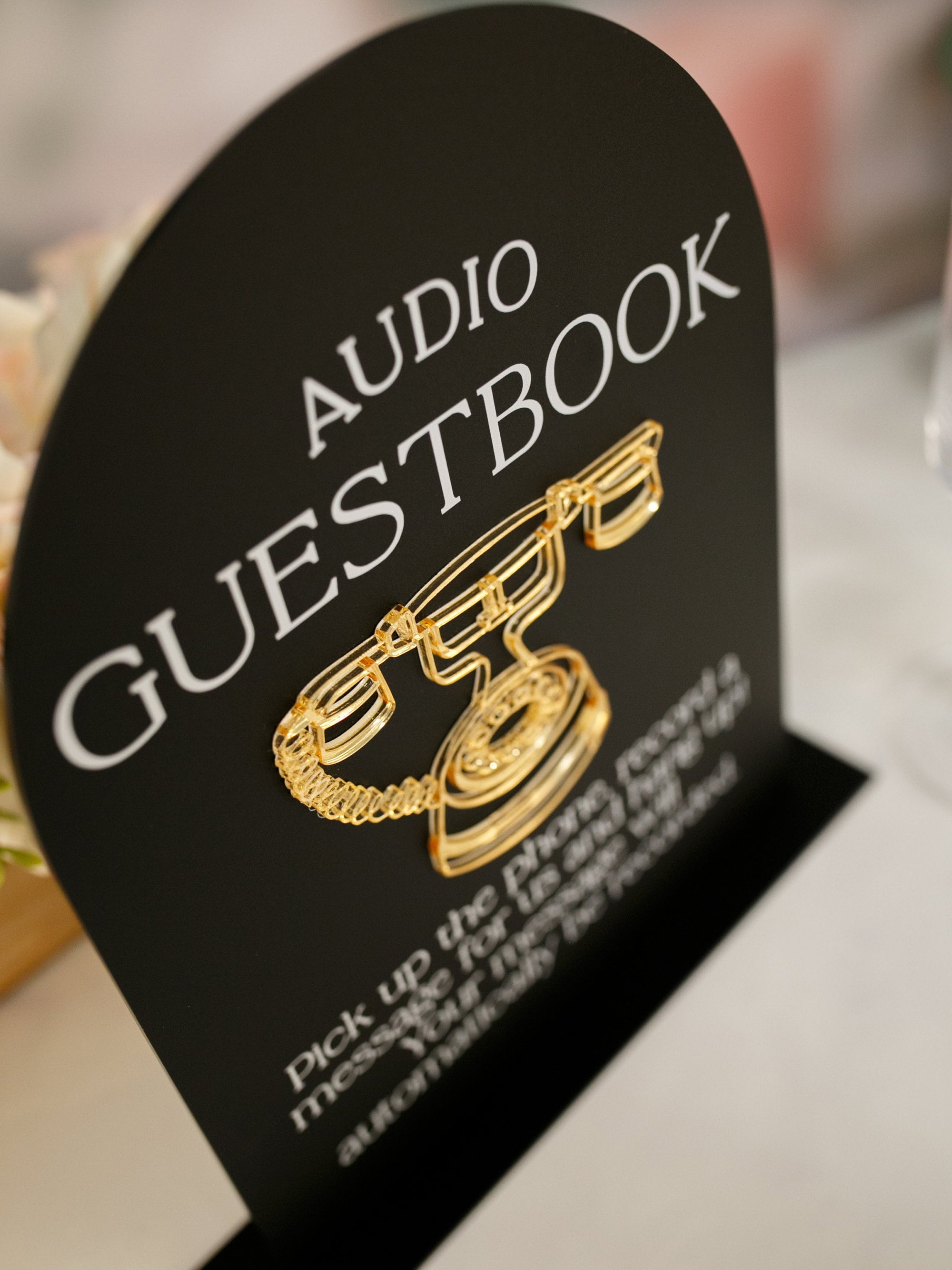 Audio Guestbook Pick Up The Phone Leave A Message For The Newlyweds Clear Glass Look Acrylic Wedding Sign, Guest Book Lucite