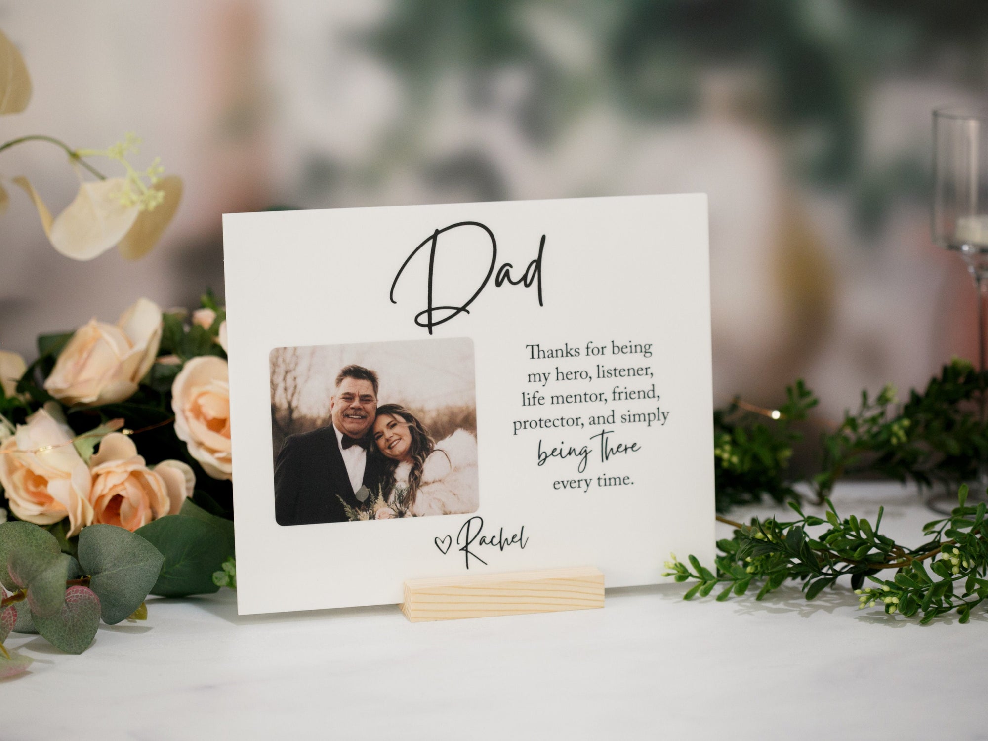 Personalized Dad Thank You Gift, Father of the Bride From Daughter on Wedding Day, Custom Photo Portrait Acrylic Birthday Present for Dad