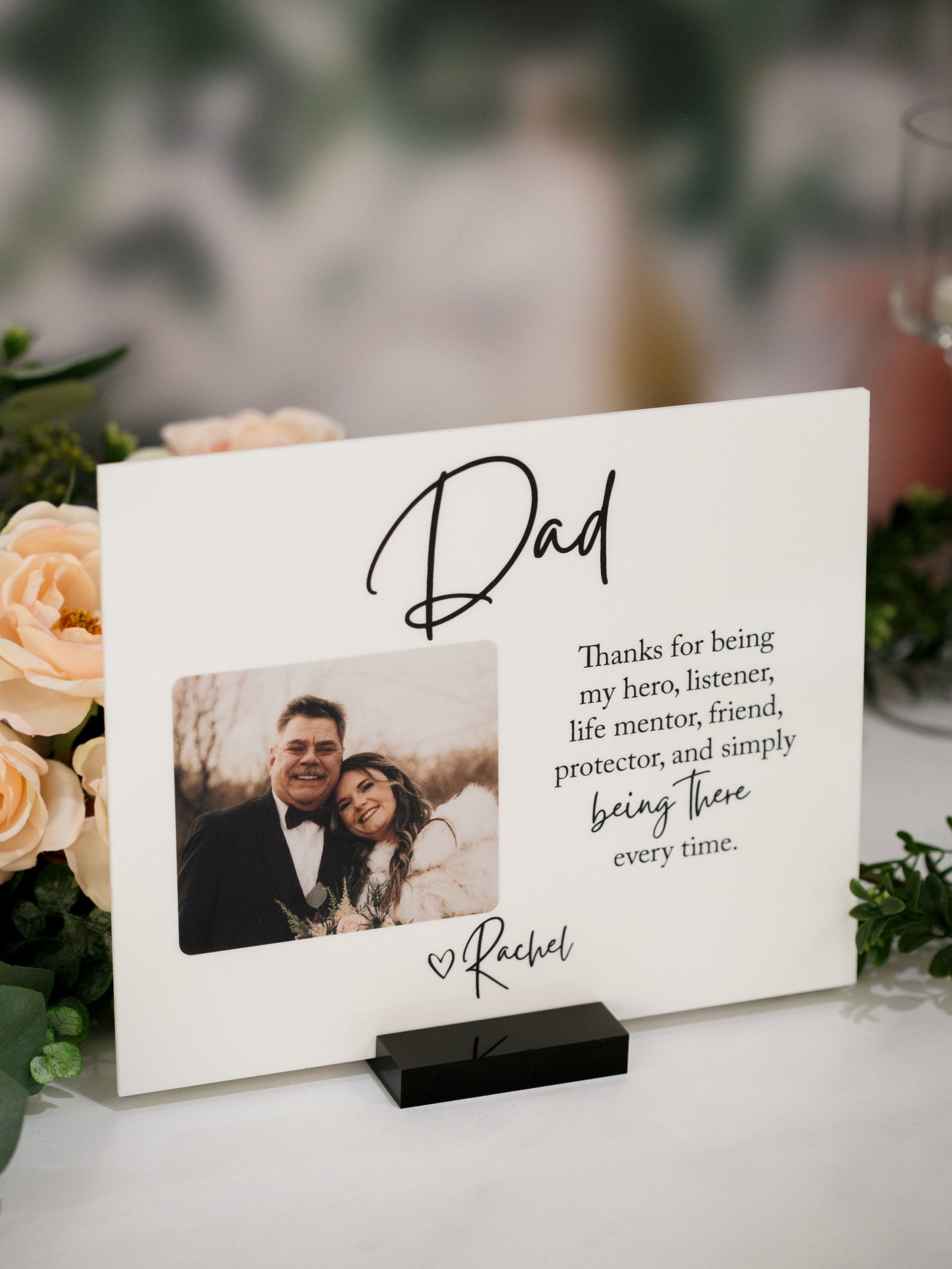 Personalized Dad Thank You Gift, Father of the Bride From Daughter on Wedding Day, Custom Photo Portrait Acrylic Birthday Present for Dad