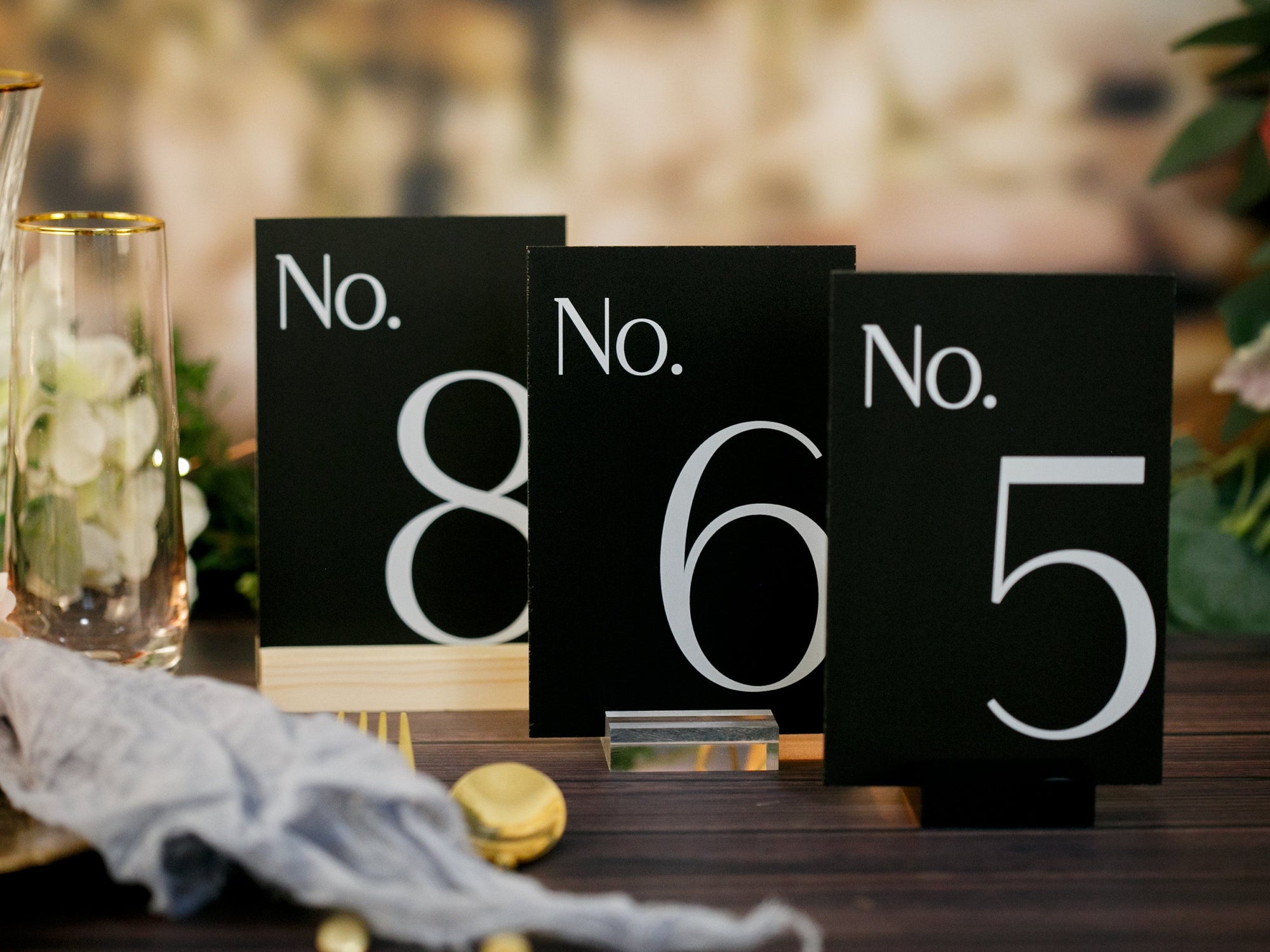 Modern Art Deco Midcentury Design 4x6 or 5x7 Acrylic Table Number Sign With Stands, Perspex  Wedding Table Mimimalist Numbers