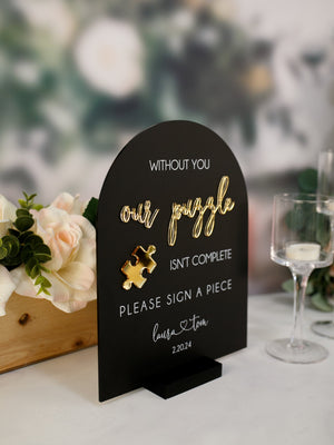 3D Mirror Laser Cut Without You Our Puzzle Isn&#39;t Complete Wedding Puzzle Piece Guestbook Acrylic Sign, Please Sign A Piece