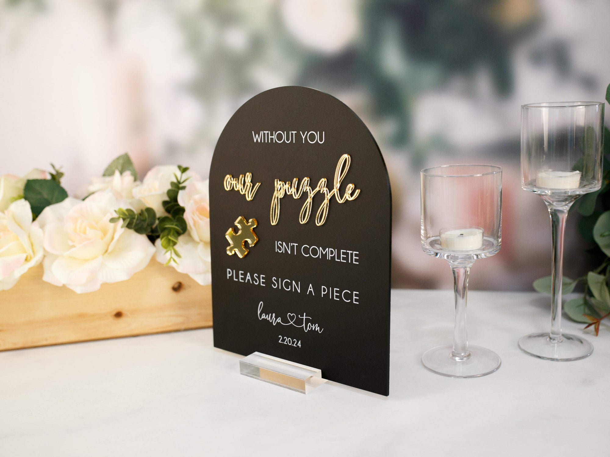 3D Mirror Laser Cut Without You Our Puzzle Isn&#39;t Complete Wedding Puzzle Piece Guestbook Acrylic Sign, Please Sign A Piece