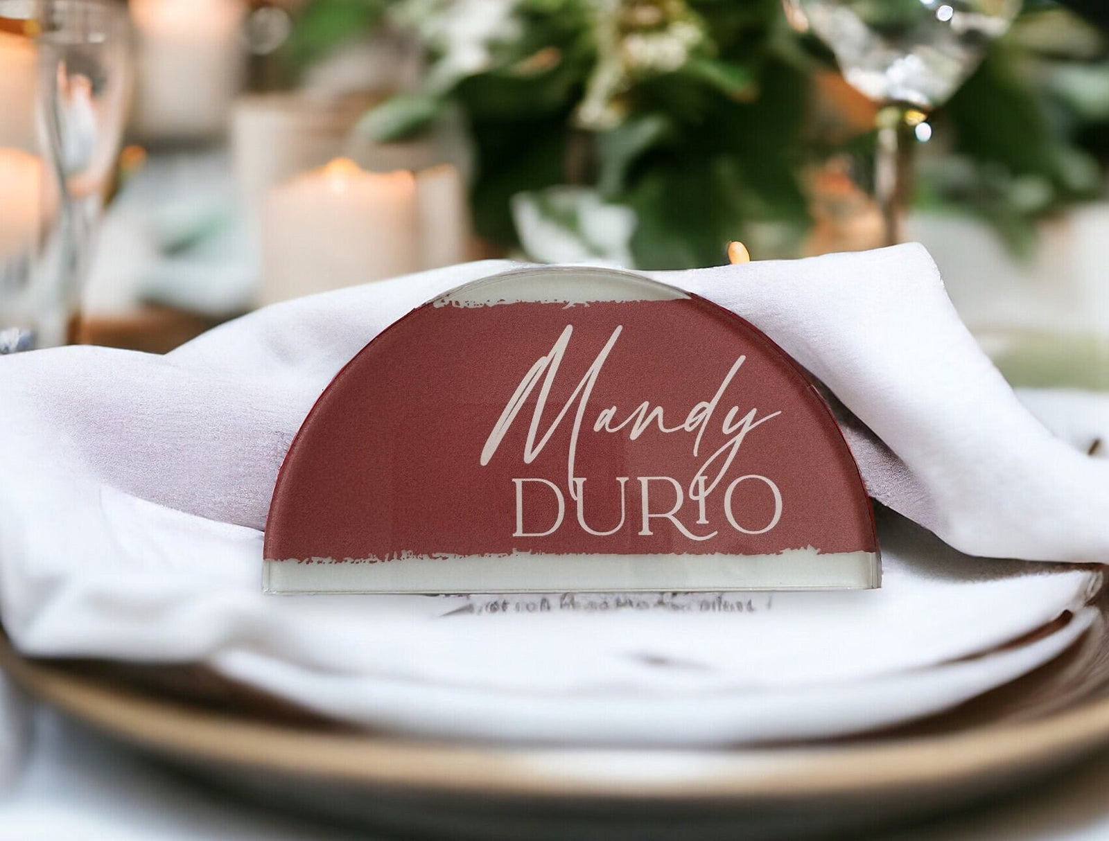 4&quot; Half Moon Circle Printed Acrylic Wedding Name Cards, Modern Calligraphy Place Card Escort Table Signs, Minimalist Arch Modern Event Sign