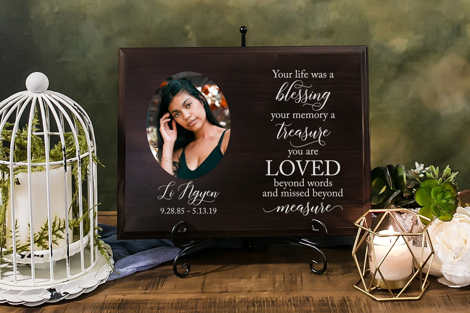 Loved Beyond Measure Memorial Walnut Plaque