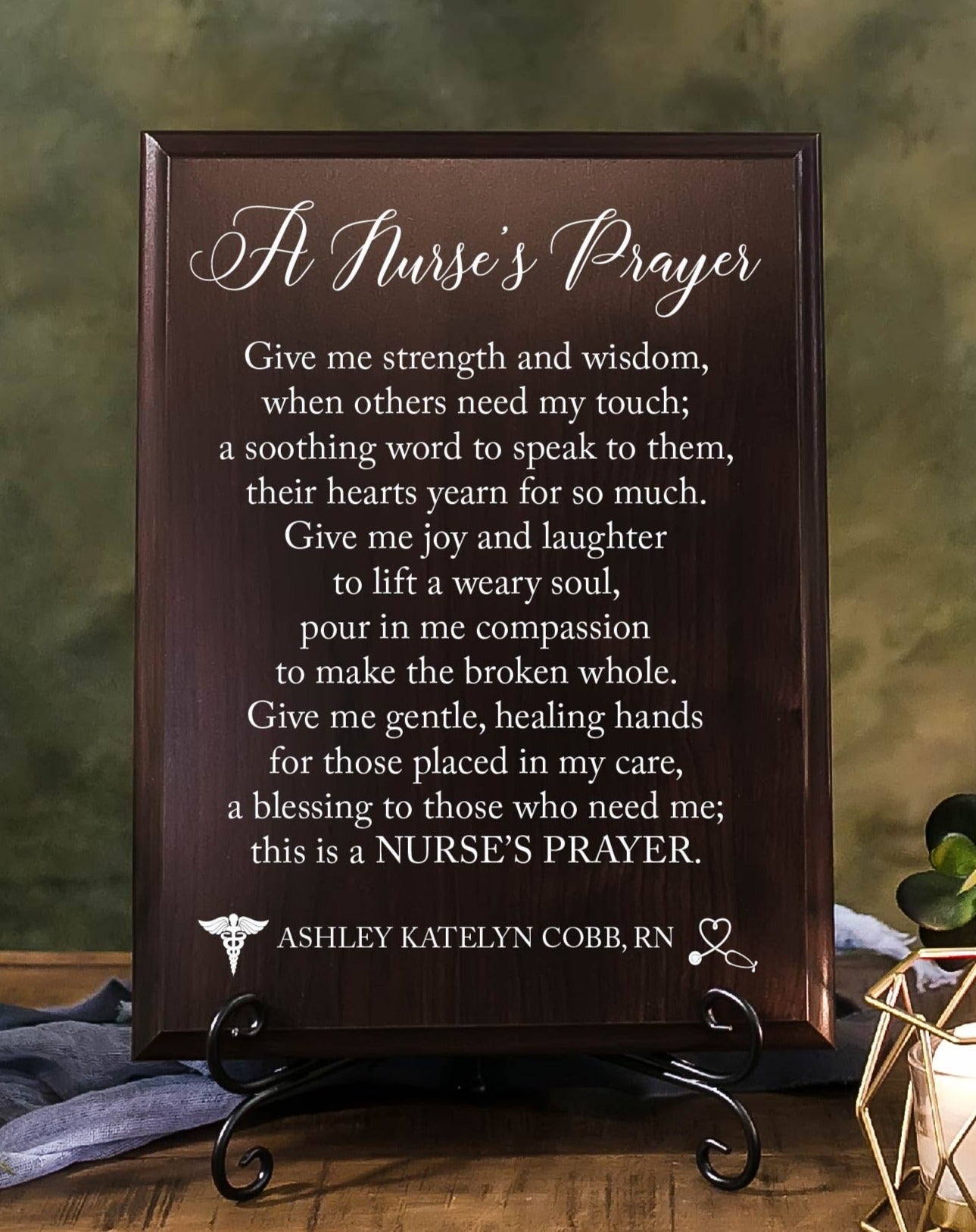 Nurse's Prayer Walnut Plaque