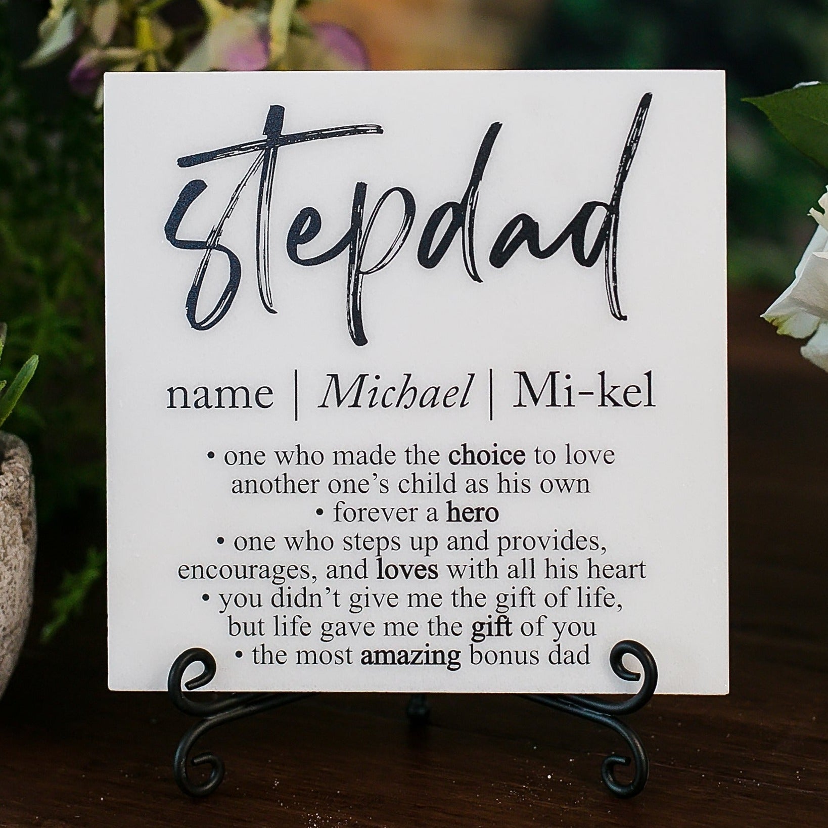 Step Dad Definition Personalized Stepfather or Stepdad Definition Sign Gift Idea - Pink ...