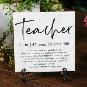 Teacher Definition Custom Quote Art Tile Plaque