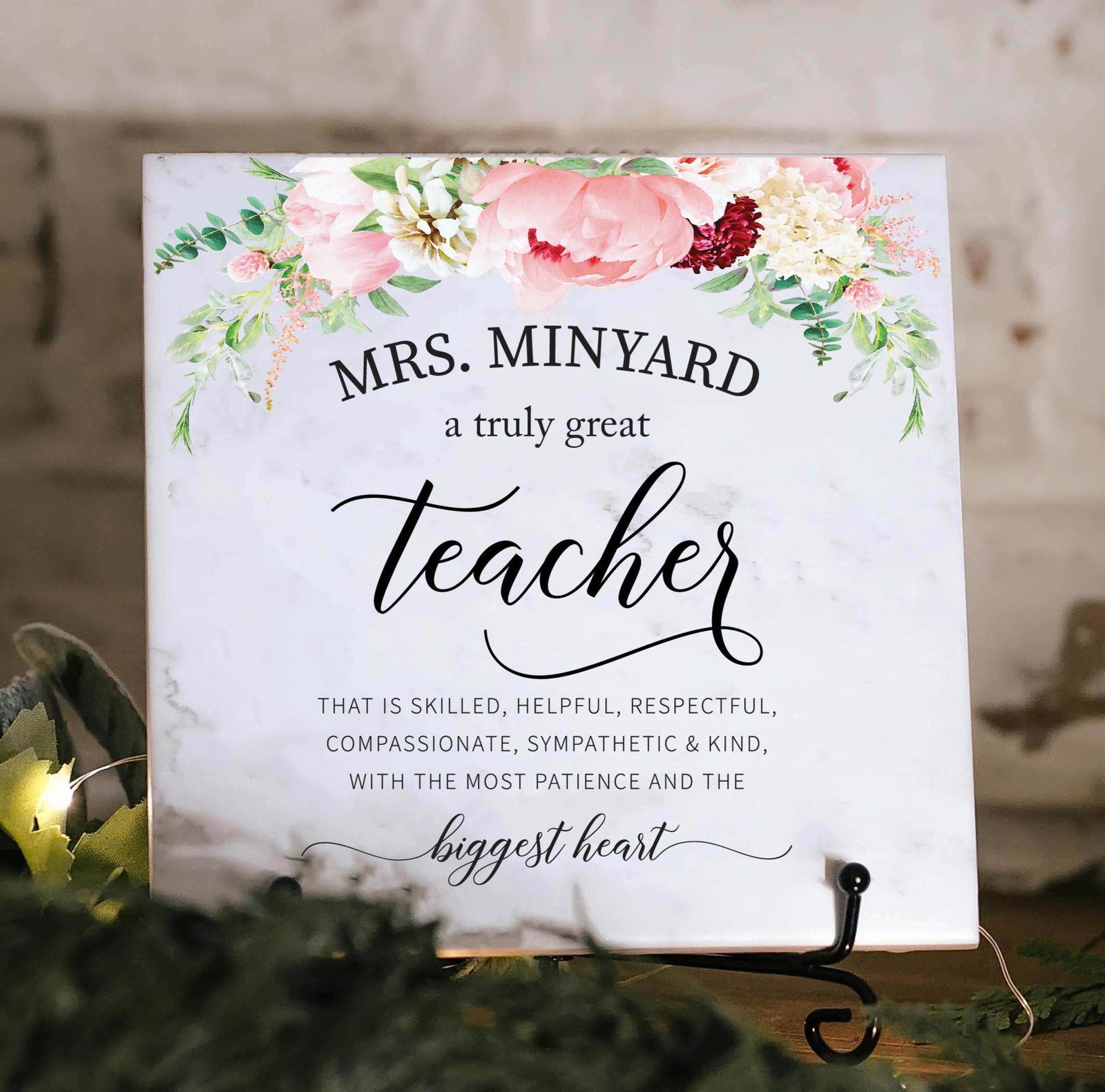 Truly Amazing Teacher Custom Floral Quote Art Tile Plaque