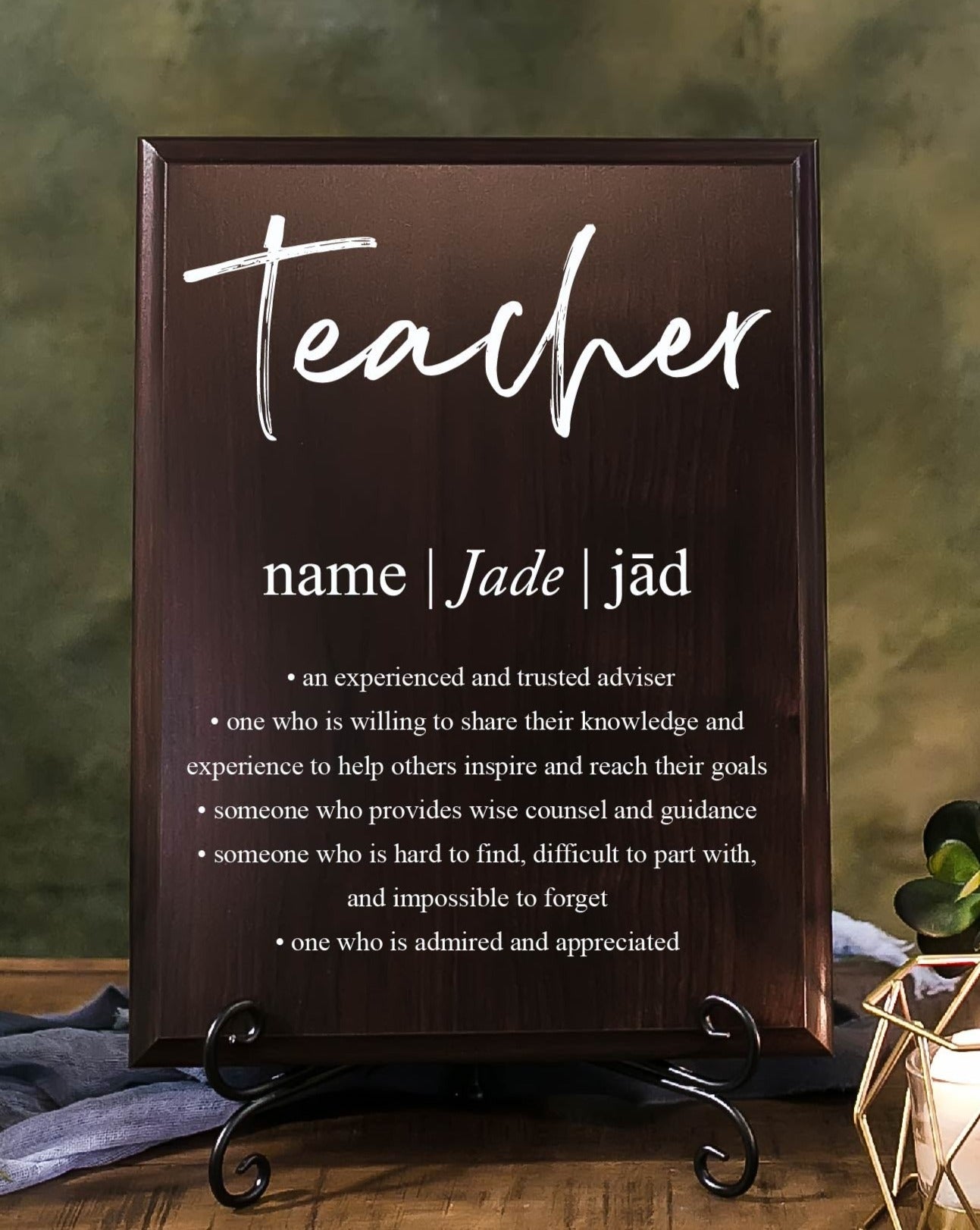 Teacher Definition Custom Quote Art Walnut Plaque